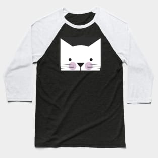 Peek-a-Boo Kitty, Black and White with Lavender Cheeks Baseball T-Shirt